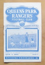 QUEENS PARK RANGERS QPR v BURY 1949/1950 *Fußballprogramm guter Zustand*