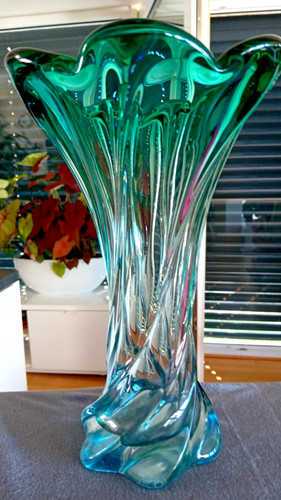Große schwere glas vase - glas,