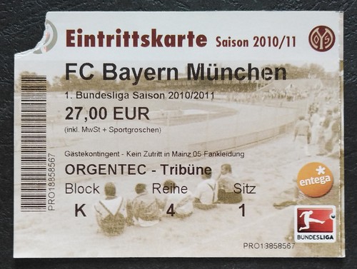 Ticket bundesliga 2010 fsv - bundesliga, 2010/11