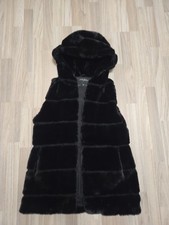 Kunst Fellweste mit Kapuze Schwarz 40