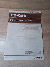 TOSHIBA PC-G66 - Stereo Cassette Deck - Bedienungsanleitung