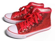 Damen Pailletten Schuhe rot