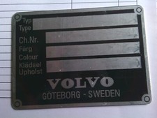 Typenschild Volvo Schild ID-plate S65 Amazon PV 444 544 210 120 122 124