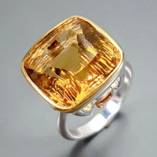 Hervorragender Designerring -925erSilber -14ctGold Citrin-Quarz -Granat RG18-57