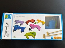 Kinder Krocket Spiel, Holz, 6 bunte Tiere als Tore, 2 Schläger, Garten, Outdoor