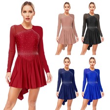 Eiskunstlauf Kleid Damen Glitzer Rollschuhkleid Tanzkleid Wettbewerb Tanz Kostüm