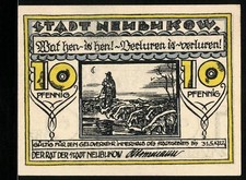Notgeld Neubukow 1922, 10 Pfennig, Schäfer mit Herde, Wappen 