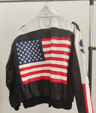 Herren Lederjacke USA Flagge