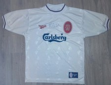 Original Vintage Liverpool FC Trikot Gr M 38 40 Reebok Creme Weiß Rot Signiert 