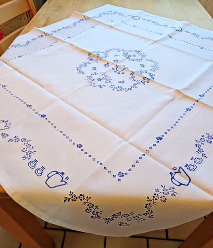 Blaudruck tischdecke teekanne - blaudruck,