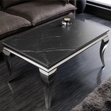Couchtisch MODERN BAROCK - 100cm - schwarz - chrom - Marmor-Optik - Edelstahl