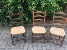 3 Bauernstühle mit Geflecht-