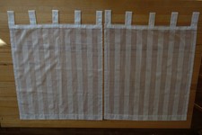 Vorhang weiß mit Streifen - Schlaufen - 2 Stück