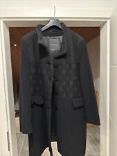 ERICH FEND Damen Mantel Schurwolle Polyamid Kaschmir Schwarz Gr. 46