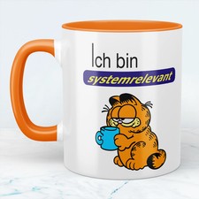 Tasse mit Aufdruck Ich bin systemrelevant, Garfield, versch. Farben auswählbar