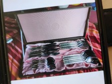 ALT Besteckkasten XXL DDR VEB GDR Kasten Besteck gedeckter Tisch rosa gepolstert