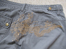 Damen-Hose, Inscene Golden Glamour, Größe 38  grau, Stickerei in gold+Paillette