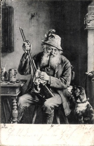 Jäger reinigt sein gewehr - reinigt,