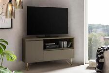 Eck TV-Lowboard Grau/Gold TV-Schrank Fernsehschrank Board Fernsehtisch TV-Tisch
