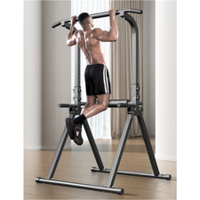 Höhenverstellbare Power Tower Dip Station Klimmzugstange Freistehend Kraftturm