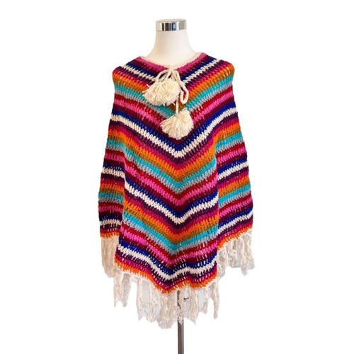 Hippie poncho regenbogen wolle - hippie,