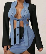 Damen Blazer Blau-Schwarz