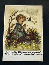 Alte Hummel Karte Nr. 5220  " Mädchen in Blumenwiese "