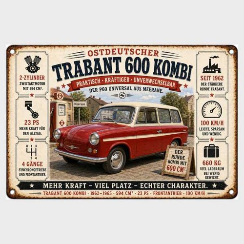 Blechschild trabant 600 - trabant,