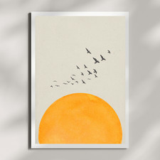 Minimal Poster Sonne Vögel A4