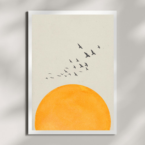 Minimal poster sonne vögel - minimal, a4