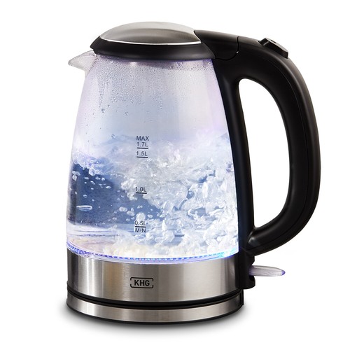 Wasserkocher aus glas mit - aus,