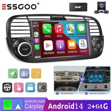 7" 64G Carplay DAB+ Android 14 Autoradio Für Fiat 500 2007-2015 +Kamera NAVI RDS