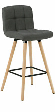 1x Barhocker Barstuhl Tresenhocker Leinen Massivholz Dunkelgrau hb160dgr-1