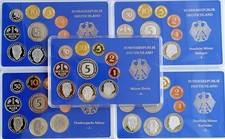 BRD DM-Kursmünzensätze 1992 ADFGJ, Spiegelglanz PP im Folder
