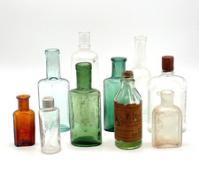 Konvolut antike Glasflaschen Glas Flaschen Fläschchen Apotheke Medizin Schnaps