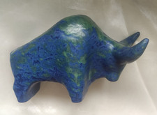 STIER Keramik Design Kunstobjekt BULLE blaugrün glasiert, min25 Jahre einwandfei