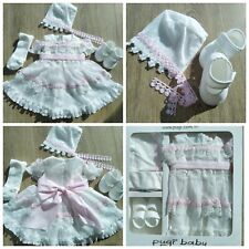 Festliches Kleid Baby/Mädchen, Hochzeit, Taufe, Geburtstag, Weiß/Rosa, 5 teilig