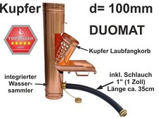 Kupfer Fallrohr DUOMAT Regensammler frostsicher + Laubkorb d=100mm