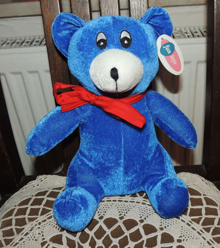 Blauer stoff teddybär fun - blauer, stoff-teddybär--fun