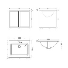 Basic Unterschrank 60cm Hängend Grau, Badezimmerschrank