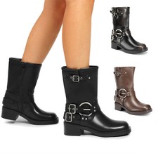 Women Mid Calf Boots PU Square