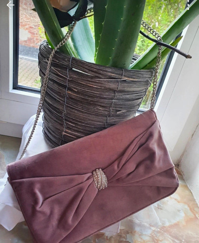 Rosa samt clutch klein - rosa,