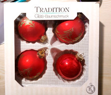 Tradition - ältere Glas Weihnachtsbaumkugeln - Set 4 Stück