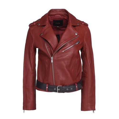 Maje damen lederjacke bordeaux - damen,