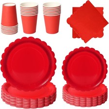 Rot Partygeschirr, 96 Stück