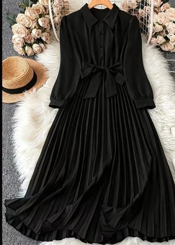 Edles schwarzes kleid plissee - edles,