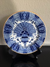 De Claauw Delfter Wandteller Pfau Und Tulpen Decor