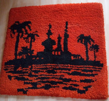 Wandbehang Teppich handgeknüpft 75 x 65 cm bordeaux/schwarz Orientalisches Motiv