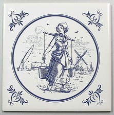 Alte DDR Wandfliese Keramik Motiv Fliese Boizenburg Holland blau Untersetzer