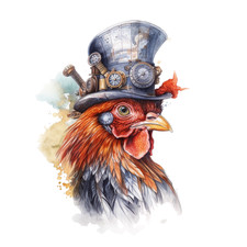 Wandbild Hahn Steampunk